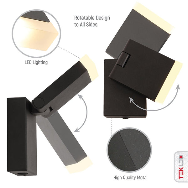Modern Adjustable LED Bedside Wall Light with Rocker Switch