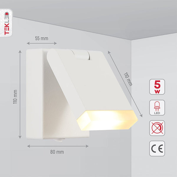 Modern Adjustable LED Bedside Wall Light with Rocker Switch
