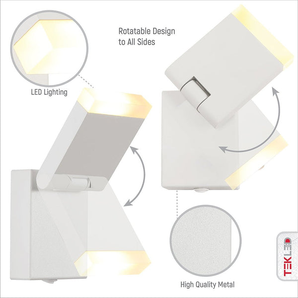 Modern Adjustable LED Bedside Wall Light with Rocker Switch