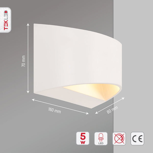 Modern Arc White LED Wall Light 5W Warm White