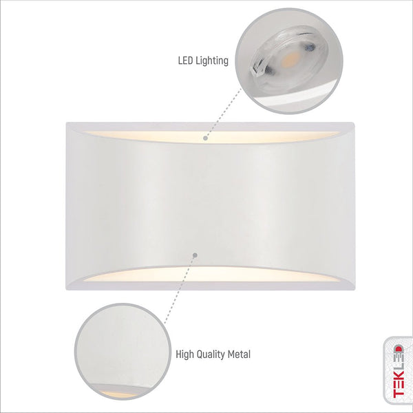 Modern Arc White LED Wall Light 5W Warm White