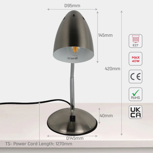 Flex Neck Metal Desk Lamp