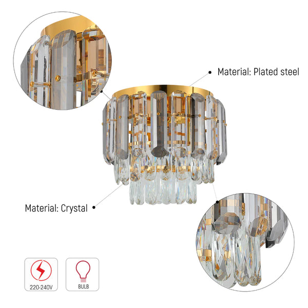 Flush Crystal Ceiling Chandelier Light