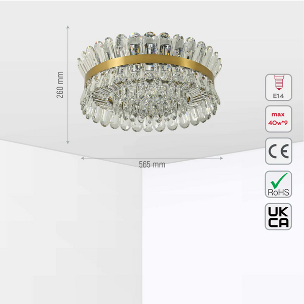 Flush Ring Crystal Deluxe Chandelier Ceiling Light