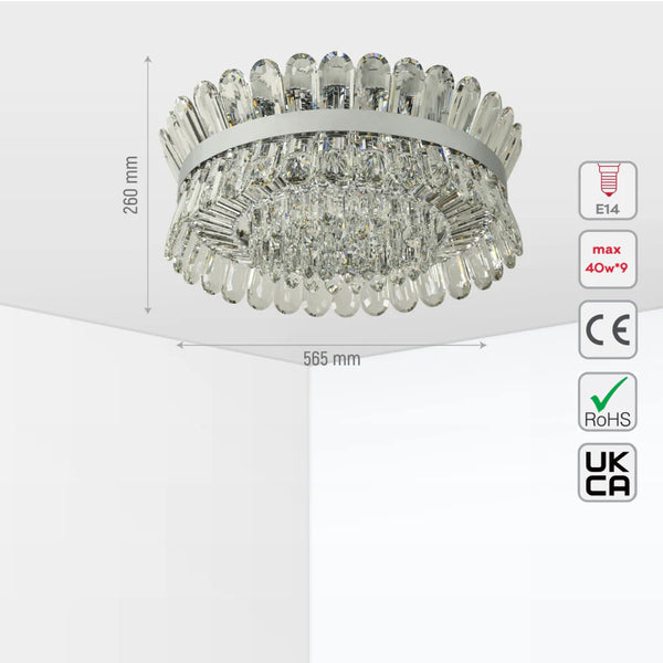 Flush Ring Crystal Deluxe Chandelier Ceiling Light