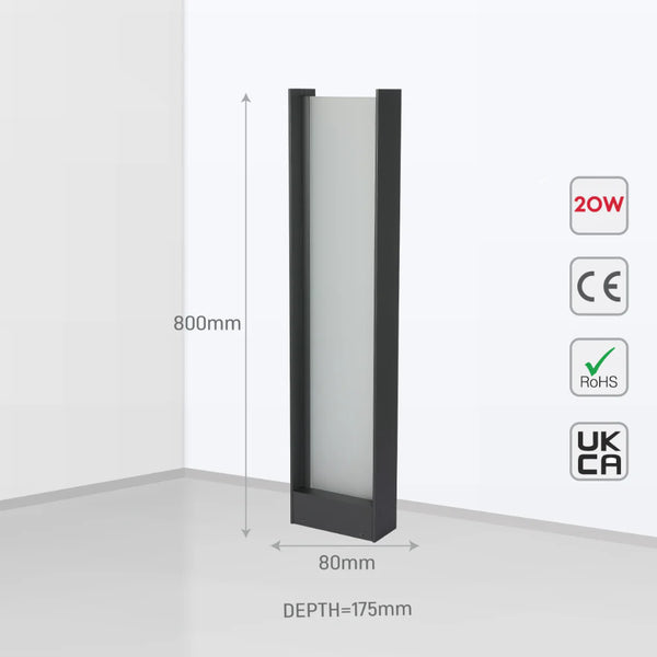 Framed LED Outdoor Pathway Bollard Lawn Light 20W 4000K