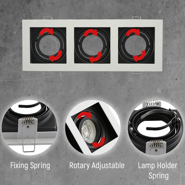 Grille Rectangle Recessed Tilt Downlight GU10