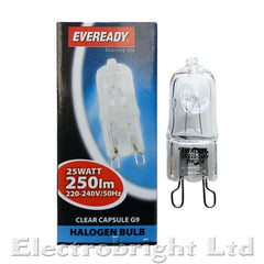 1 x G9 25w Eveready Long Life DIMMABLE ENERGY SAVING bulbs Capsule Watt 240V UK