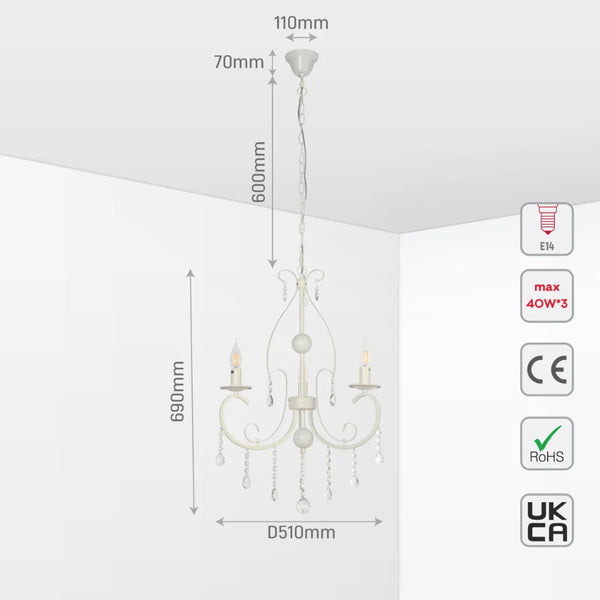 Gallardos Minimal Chandelier Ceiling Light with Crystal Beads