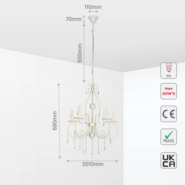 Gallardos Minimal Chandelier Ceiling Light with Crystal Beads