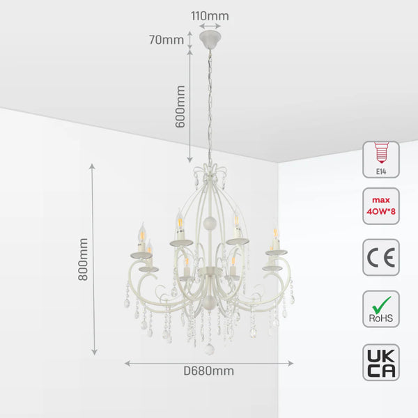 Gallardos Minimal Chandelier Ceiling Light with Crystal Beads