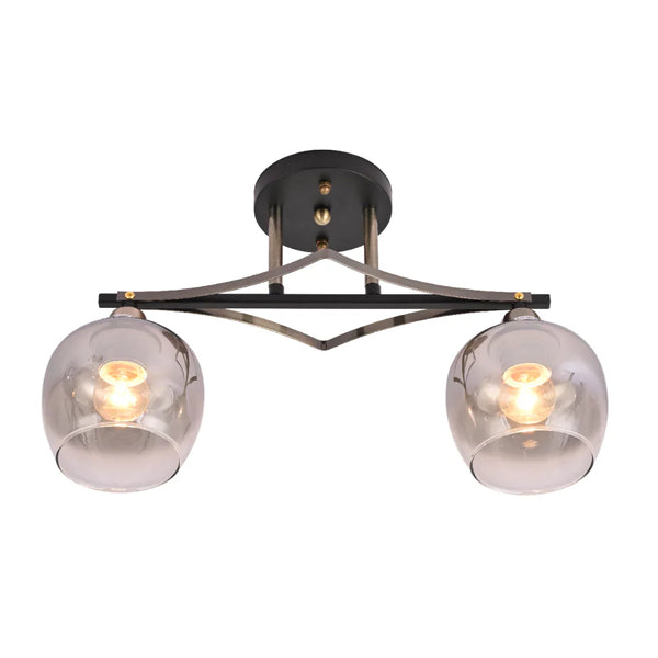 Geometric Starburst Faded Smoky Grey Globe Black & Bronze Ceiling Light