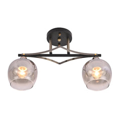 Geometric Starburst Faded Smoky Grey Globe Black & Bronze Ceiling Light