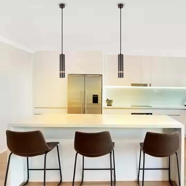 Geometric Textured Pendant Light - GU10 Fitting, Dimmable, 240mm Height