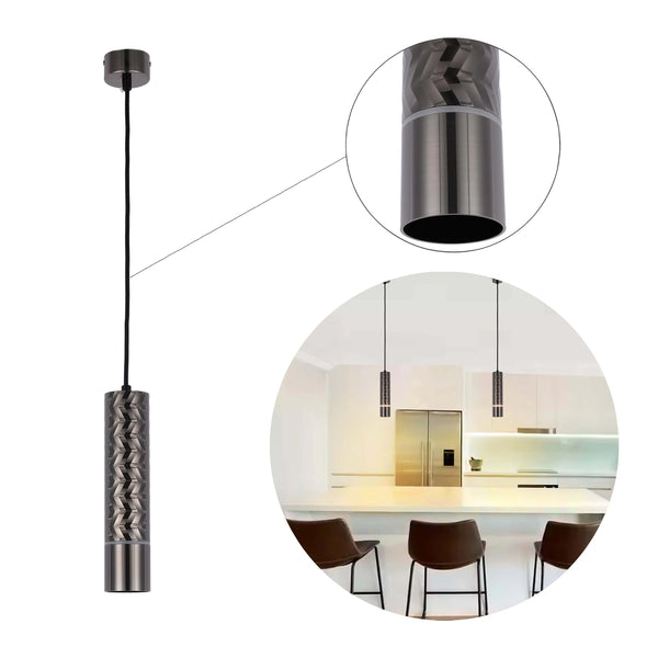 Geometric Textured Pendant Light - GU10 Fitting, Dimmable, 240mm Height