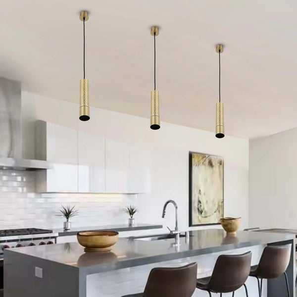 Geometric Textured Pendant Light - GU10 Fitting, Dimmable, 240mm Height