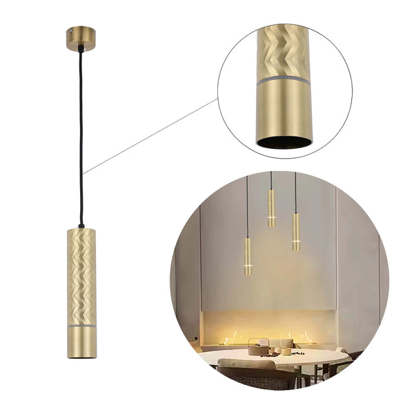 Geometric Textured Pendant Light - GU10 Fitting, Dimmable, 240mm Height