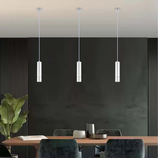 Geometric Textured Pendant Light - GU10 Fitting, Dimmable, 240mm Height