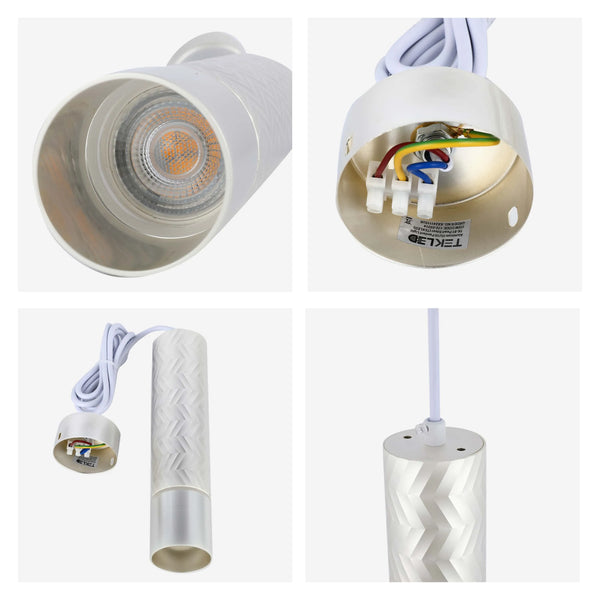 Geometric Textured Pendant Light - GU10 Fitting, Dimmable, 240mm Height