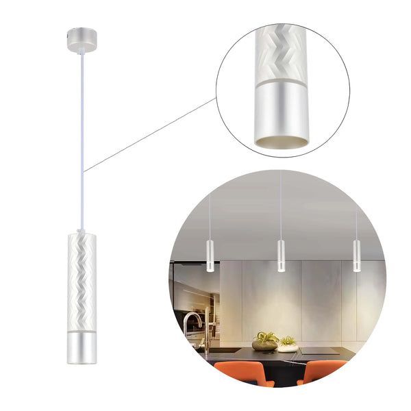 Geometric Textured Pendant Light - GU10 Fitting, Dimmable, 240mm Height
