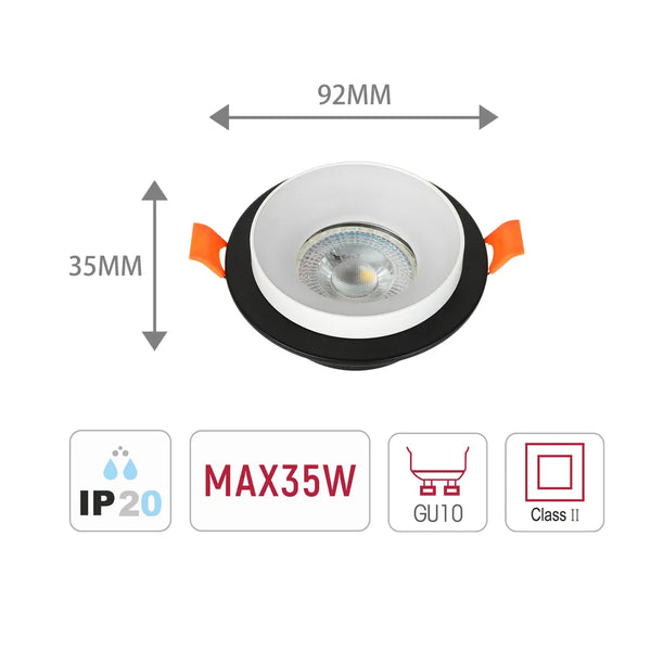 Glare Guard Fixed Recessed GU10 Downlight