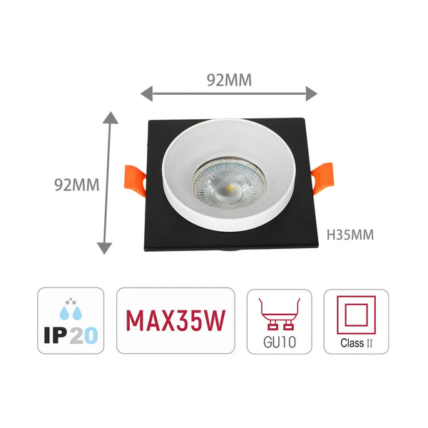 Glare Guard Fixed Recessed GU10 Downlight