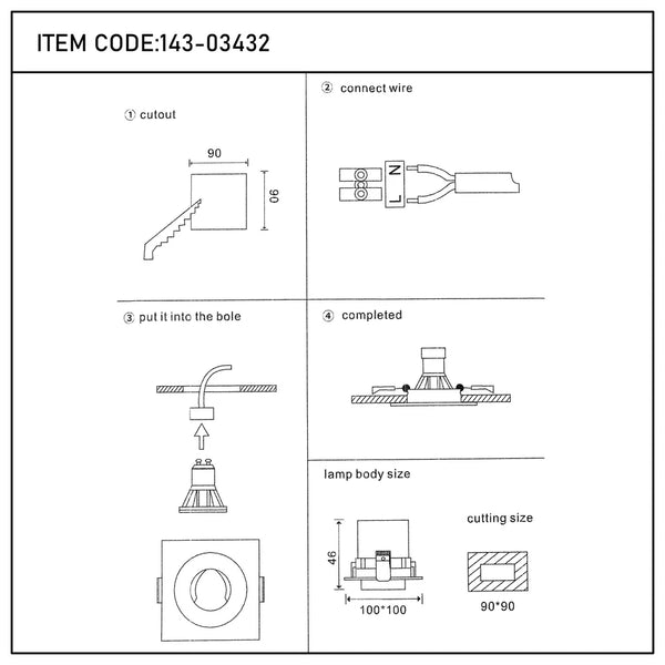 Glare Guard Fixed Recessed GU10 Downlight