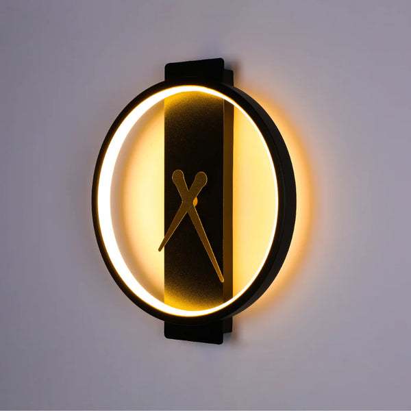 Glowing Sundial LED Wall Sconce Light Black 3000K 18W