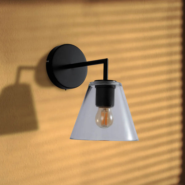 Simple Elegance Sconce Clear Glass Funnel Globe Wall Light