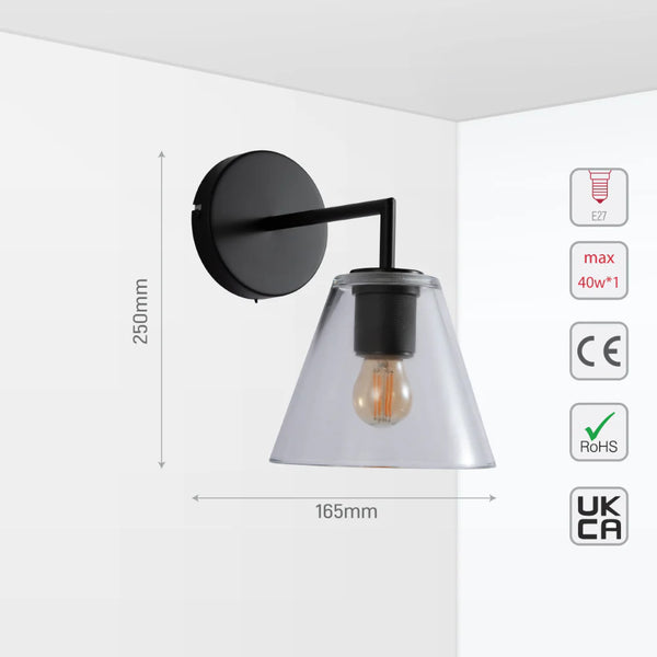 Simple Elegance Sconce Clear Glass Funnel Globe Wall Light
