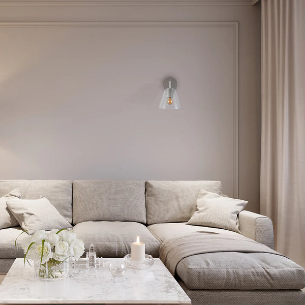 Simple Elegance Sconce Clear Glass Funnel Globe Wall Light
