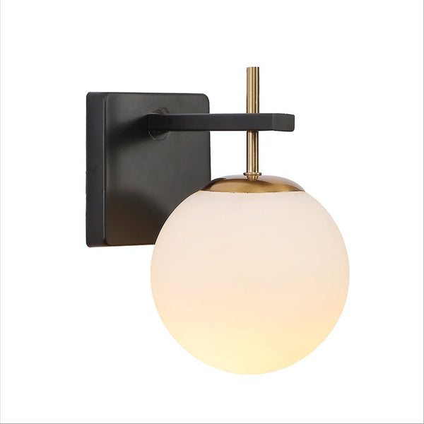Gold Aluminium Bronze Body Opal White Glass Globe Wall Light E27 Fitting