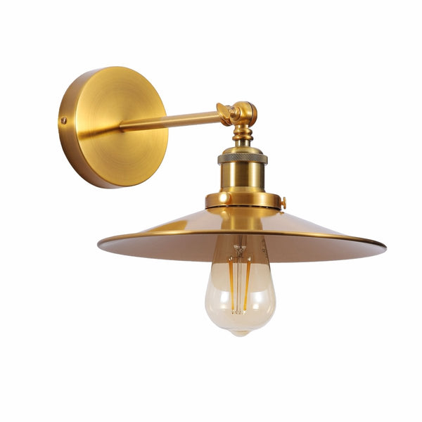 Hinged Funnel Flat Step Antique Brass | Bronze | Gold Finish Metal Wall Light