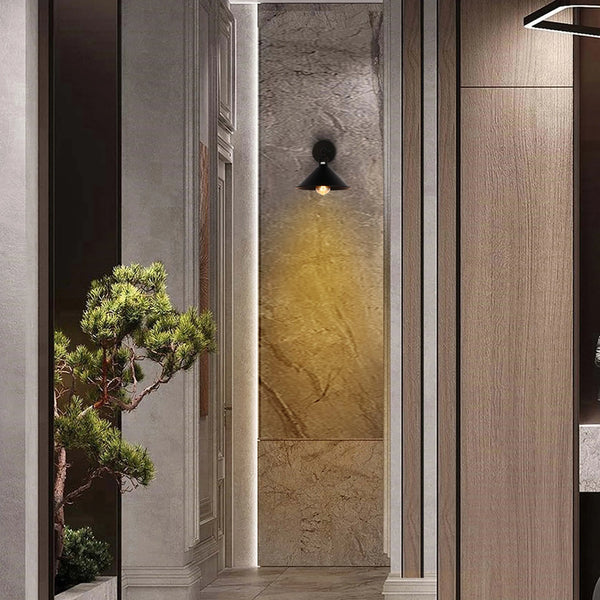 Hinged Funnel Flat Step Antique Brass | Bronze | Gold Finish Metal Wall Light