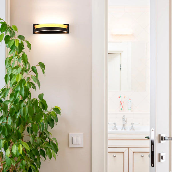 Gold & Black Layered Semi-Circular Wall Light