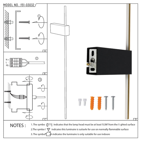 Aurora Slimline LED Wall Light – Modern Minimalist Dimmable Wall Sconce in Black & Gold