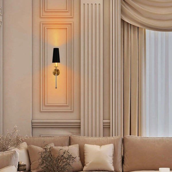 Gold and Black Wall Light with Acrylic Accent