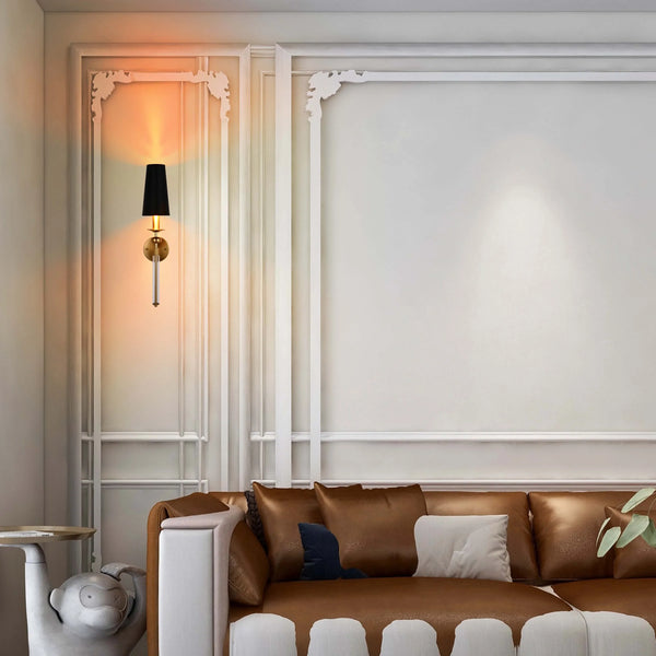 Gold and Black Wall Light with Acrylic Accent