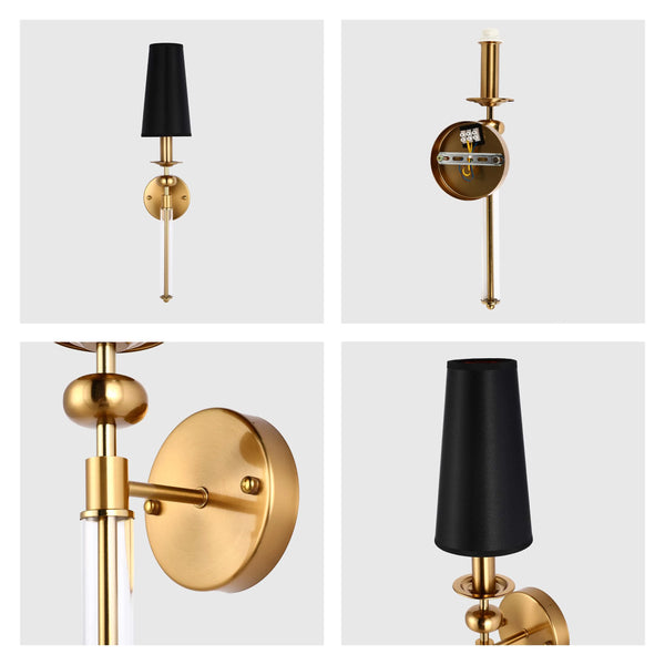 Gold and Black Wall Light with Acrylic Accent