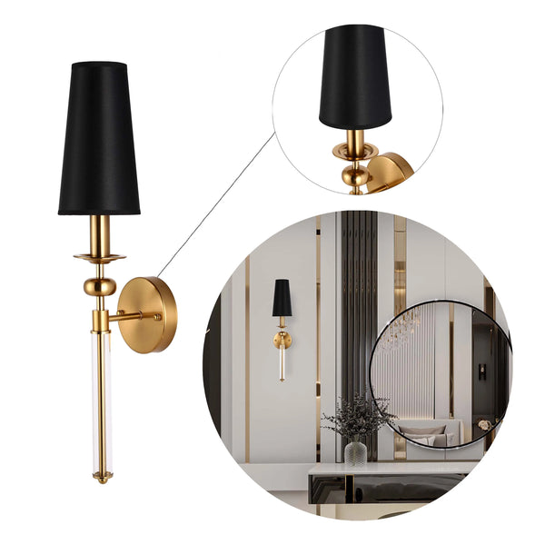 Gold and Black Wall Light with Acrylic Accent