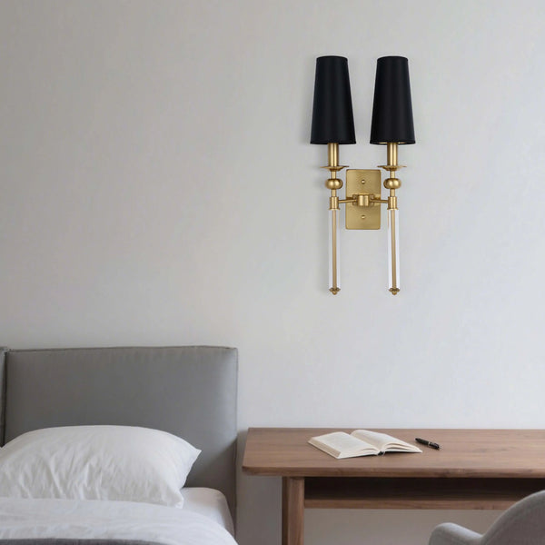 Gold and Black Wall Light with Acrylic Accent