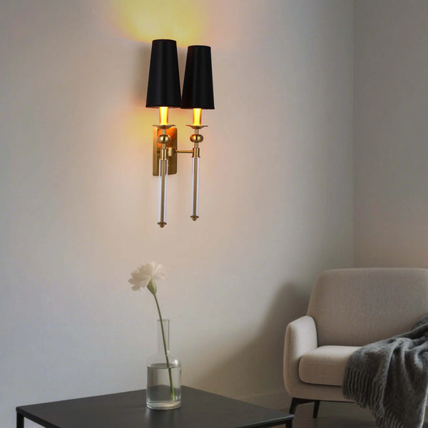 Gold and Black Wall Light with Acrylic Accent