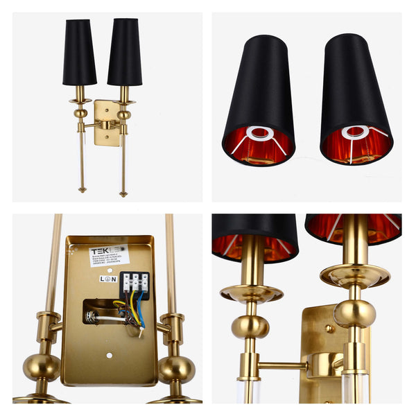 Gold and Black Wall Light with Acrylic Accent