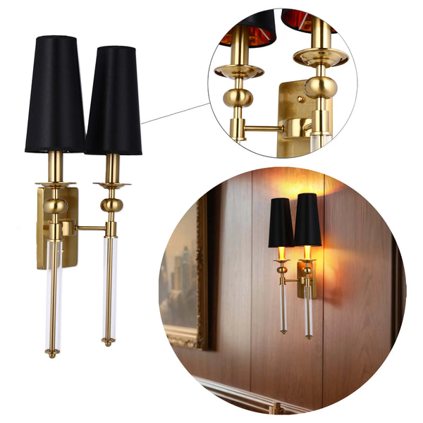 Gold and Black Wall Light with Acrylic Accent