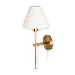 Gold & Cream/Black Conical Wall Light with Pull Chain