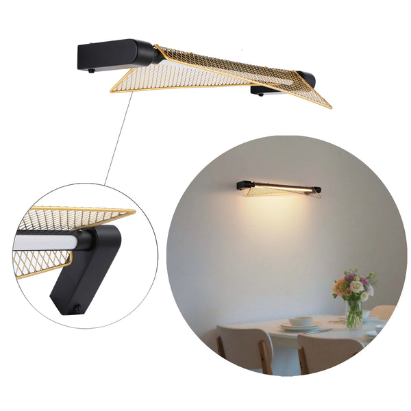 Gold Crisscross Wall Light – 390mm Width, Integrated 4.5W LED, 3000K Warm White
