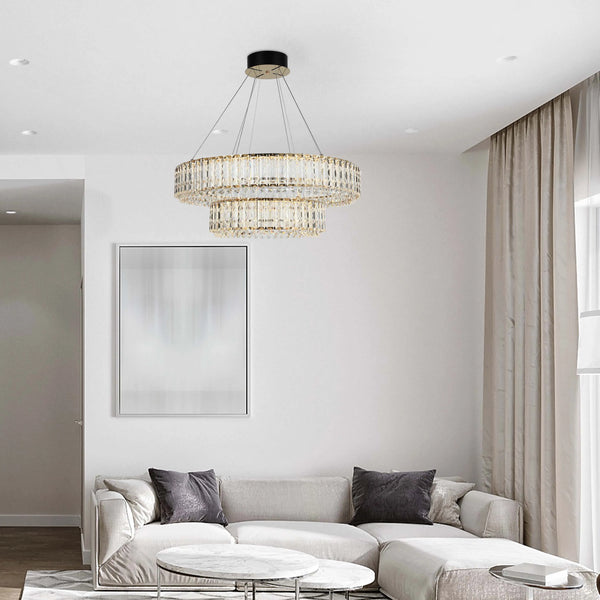 Gold Crystal Chandelier - Two-Tiered Circular or Single-Tier Oval