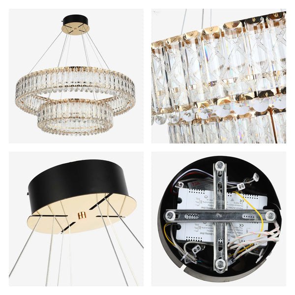 Gold Crystal Chandelier - Two-Tiered Circular or Single-Tier Oval