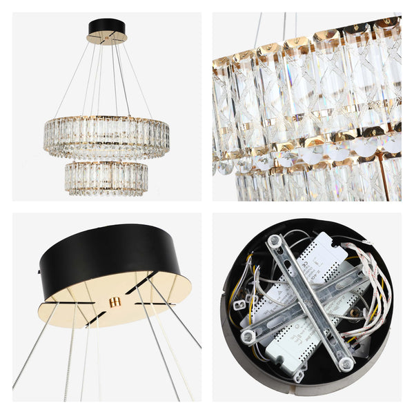 Gold Crystal Chandelier - Two-Tiered Circular or Single-Tier Oval