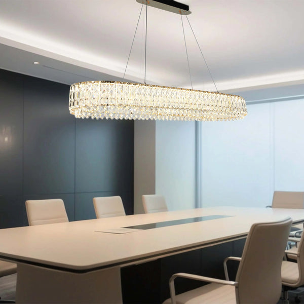 Gold Crystal Chandelier - Two-Tiered Circular or Single-Tier Oval